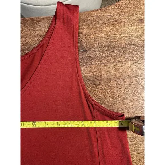 Reversible Wool& Summer Red Sleeveless Midi Dress with Pockets Belt, size large - Picture 3 of 13